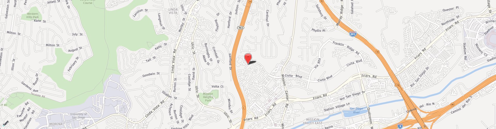 Location Map: 7485 Mission Valley Rd. San Diego, CA 92108